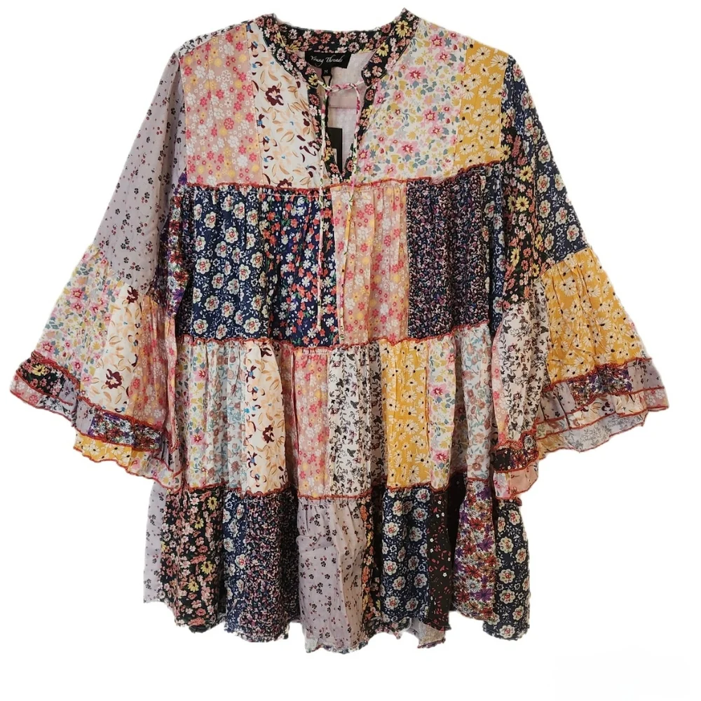 Young Threads Patchwork Tunic Top - Picture 2 of 12